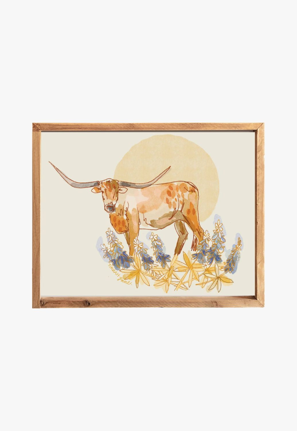 Tirzah Texas Longhorn and Bluebonnet Western Home Art Print