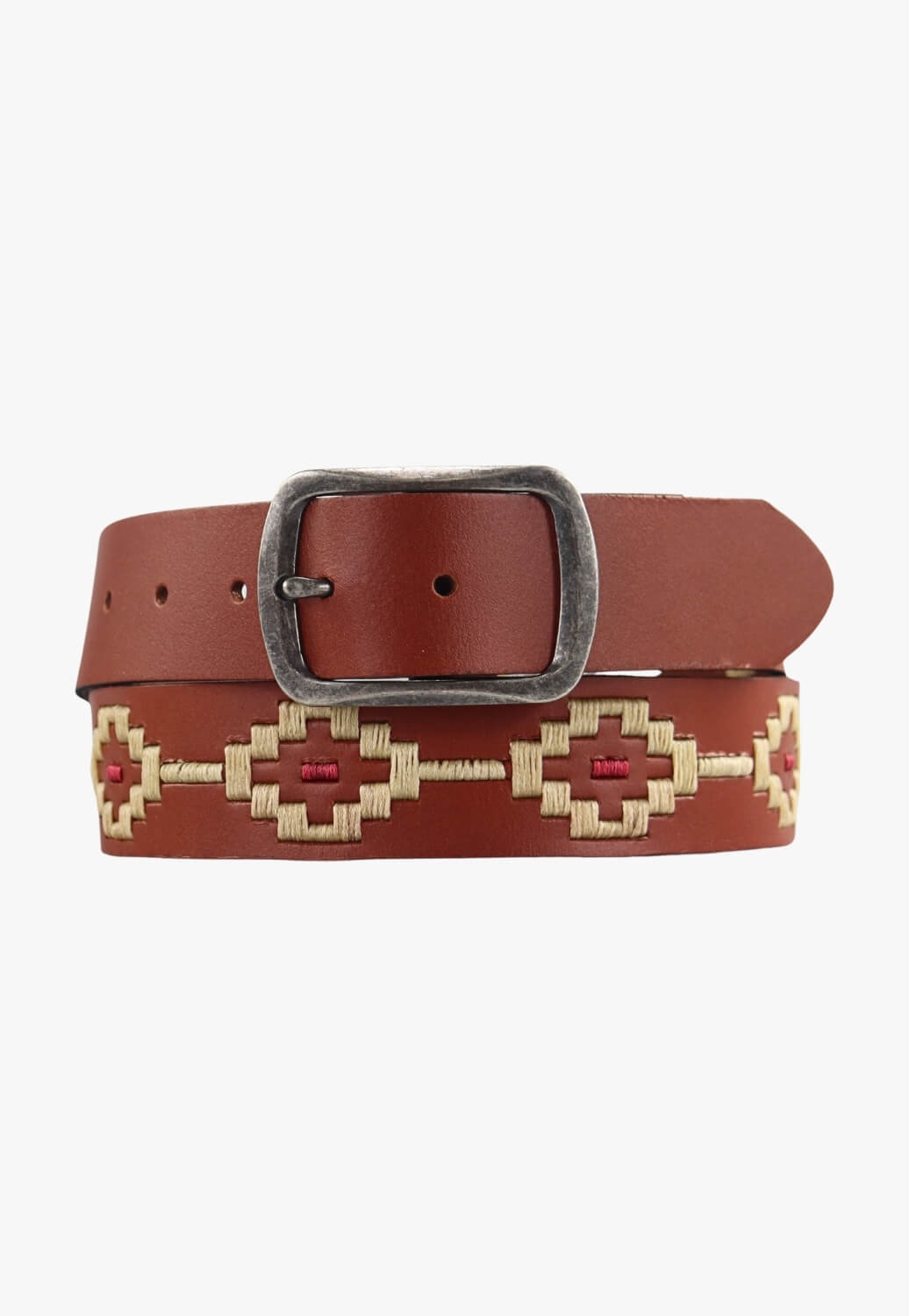 Pilbara Western Oval Buckle Navajo Leather Belt