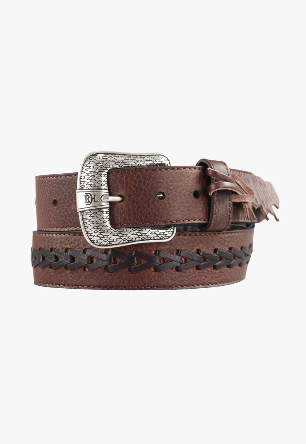 Red Dirt Hat Co Mens Leather Arrow Stitch Belt