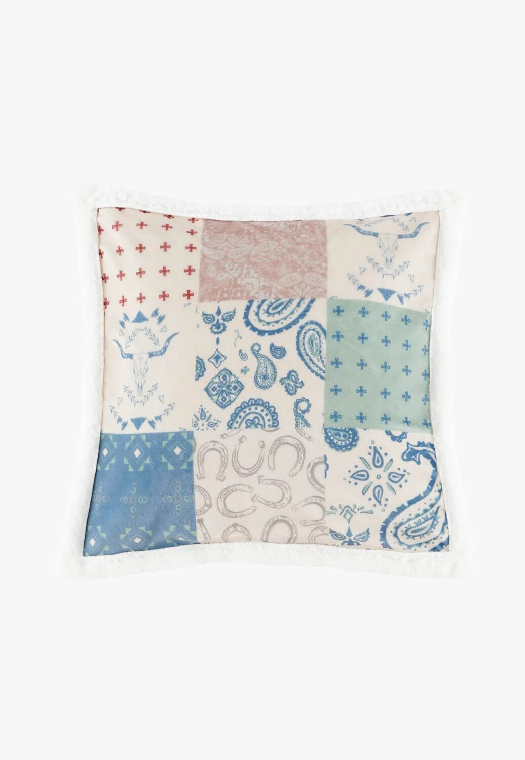 Indigo Hill Patchwork Campfire Sherpa Pillow