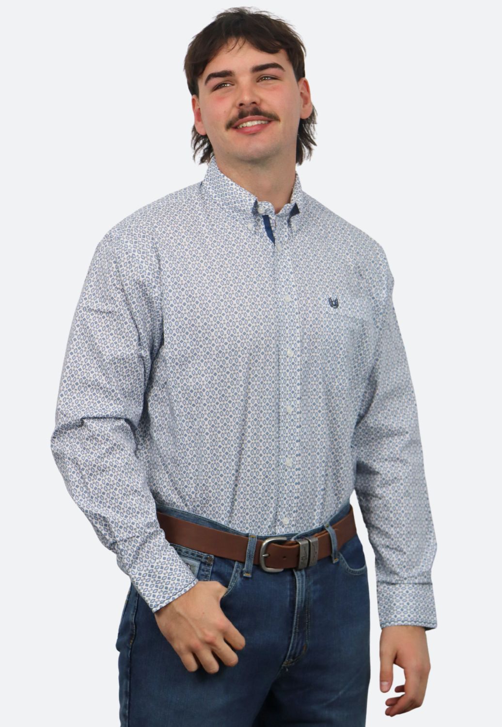 Rough Stock Mens Plaid Button Down Long Sleeve Shirt