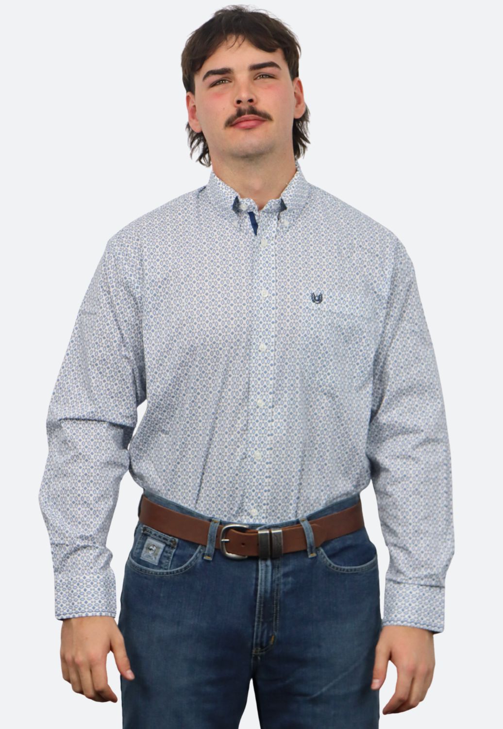 Rough Stock Mens Plaid Button Down Long Sleeve Shirt