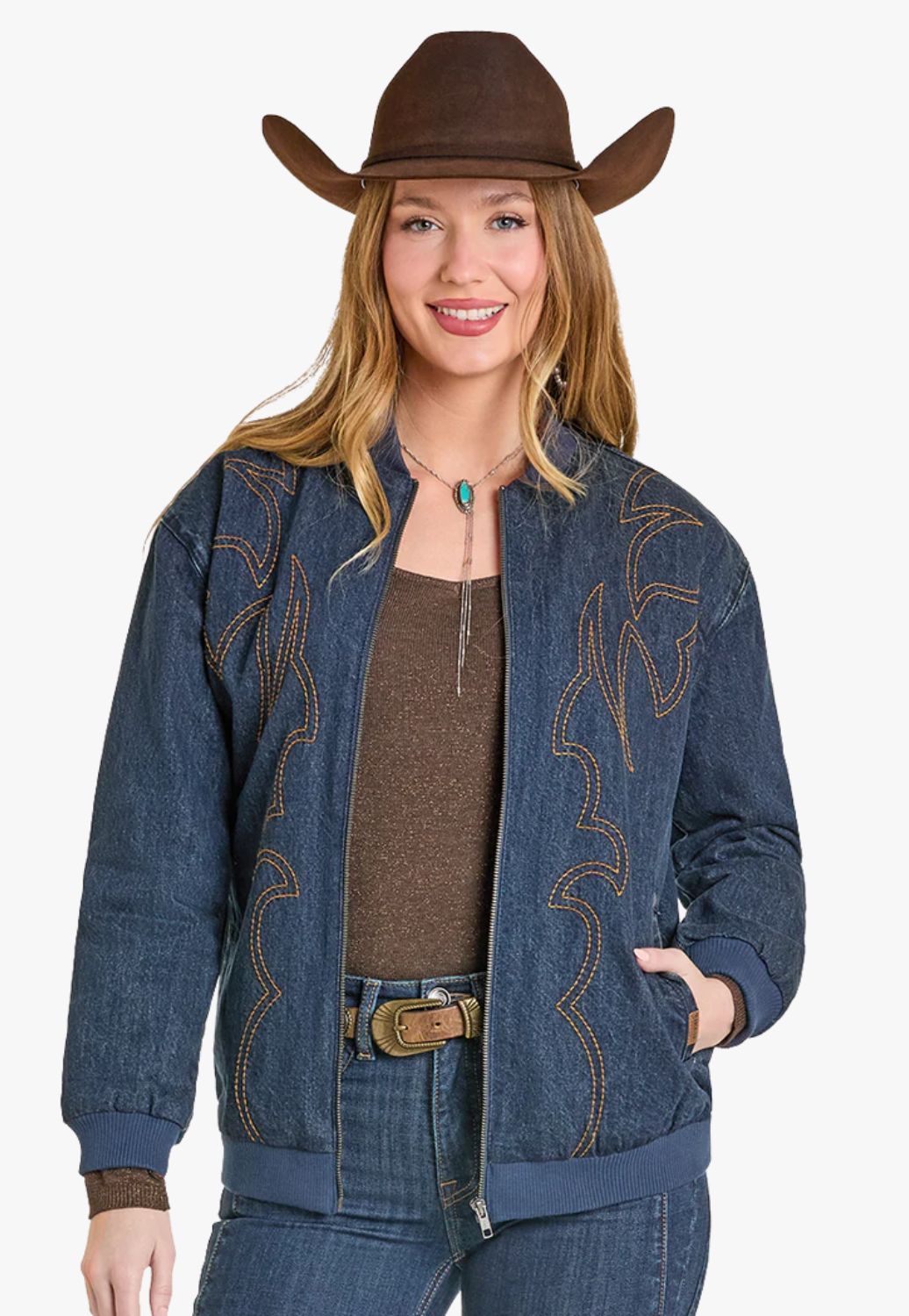 Rock &amp; Roll Womens Embroidered Bomber