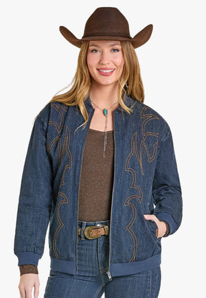 Rock & Roll Womens Embroidered Bomber