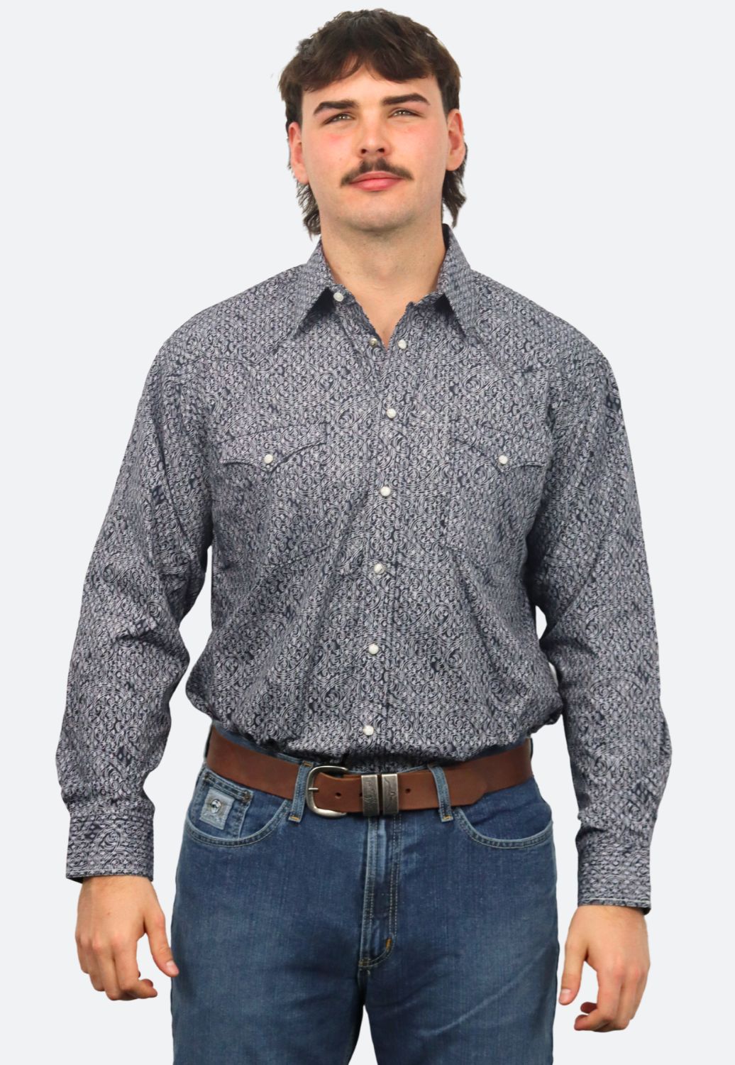 Rough Stock Mens Snap Long Sleeve Shirt