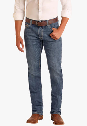 Rock and Roll Mens Straight Seam DB Stack Jean