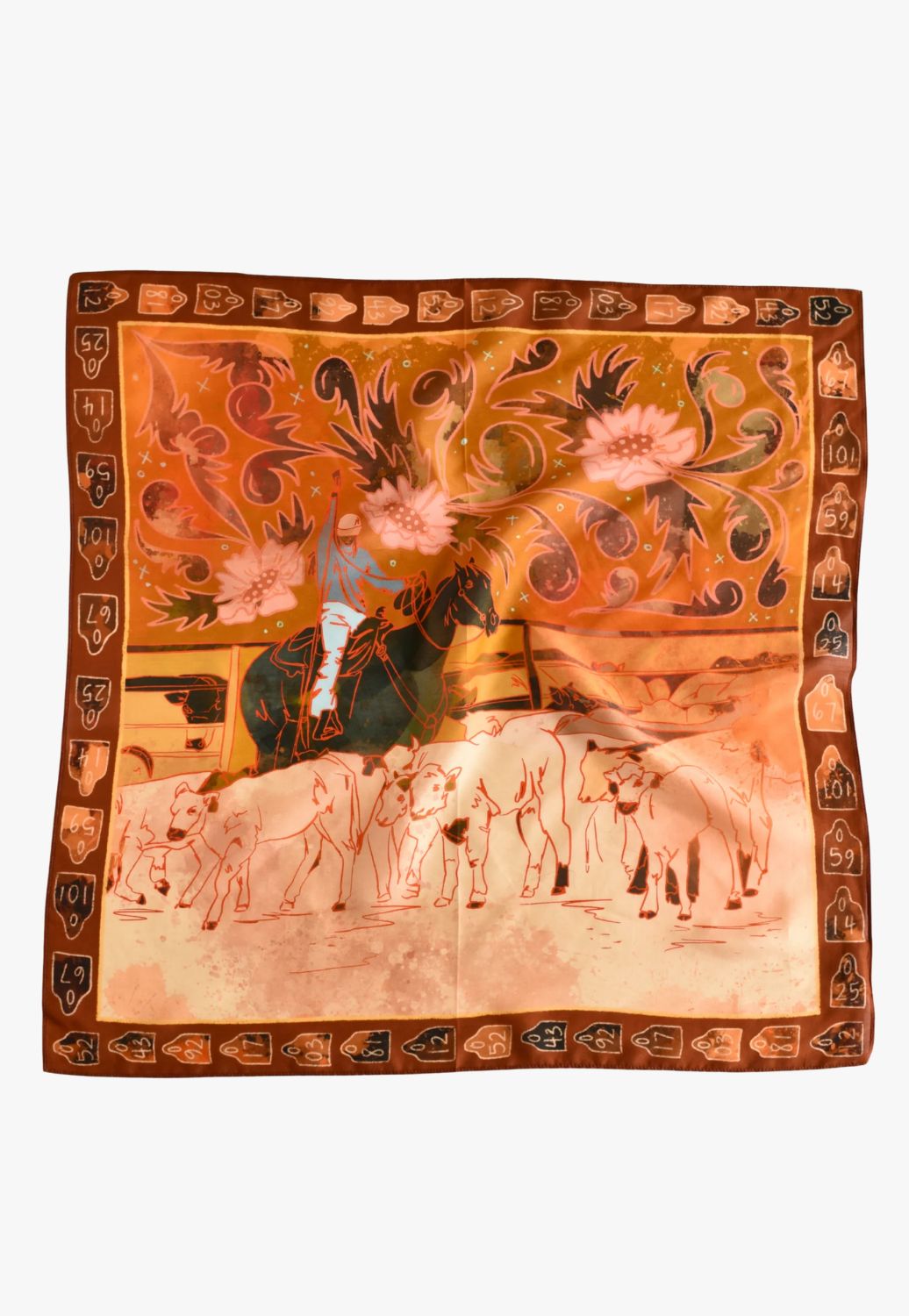 Tirzah Round Up Silk Western Cowgirl Wild Rag Scarf