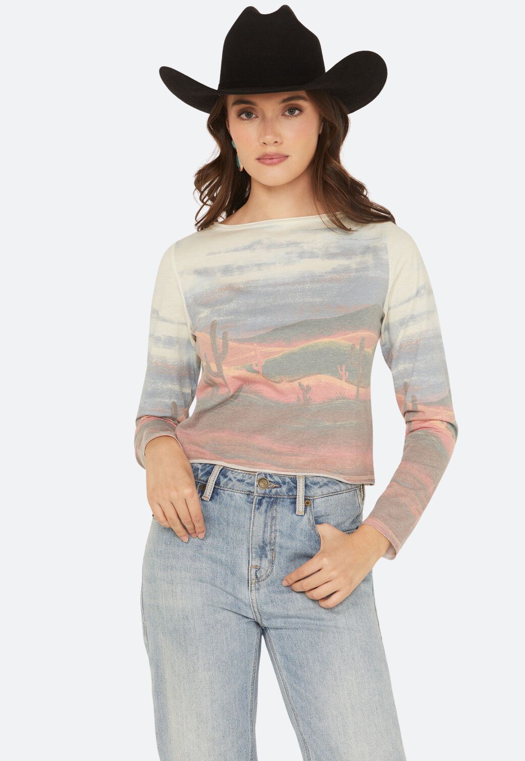 Rock and Roll Womens Sunset Scene Long Sleeve Shirt