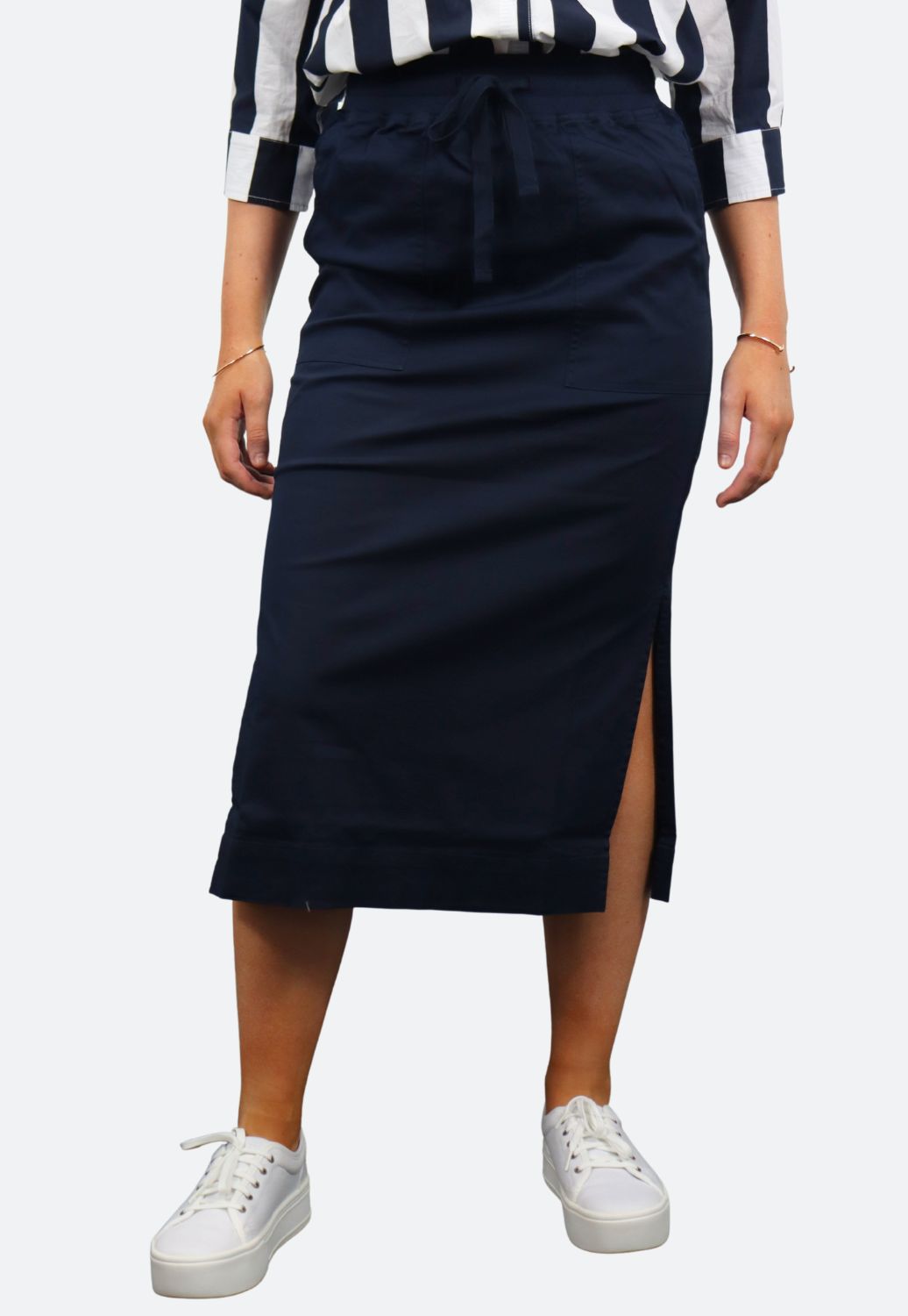Goondiwindi Womens Long Rib Waist Casual Skirt