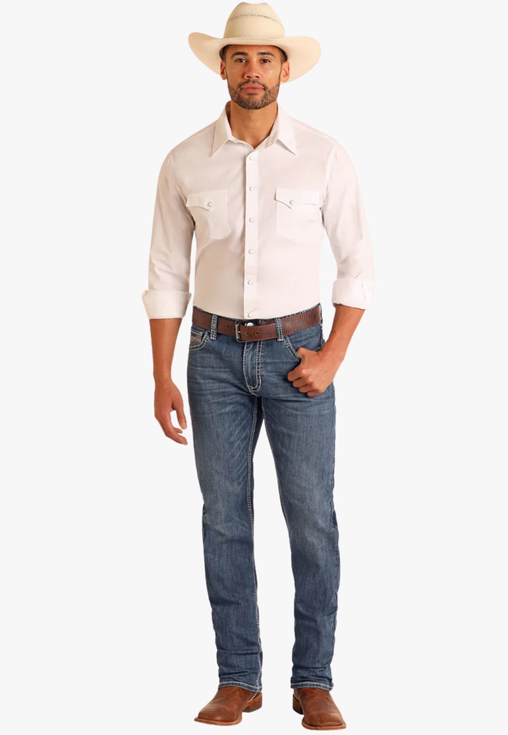 Rock and Roll Mens Straight Seam DB Stack Jean