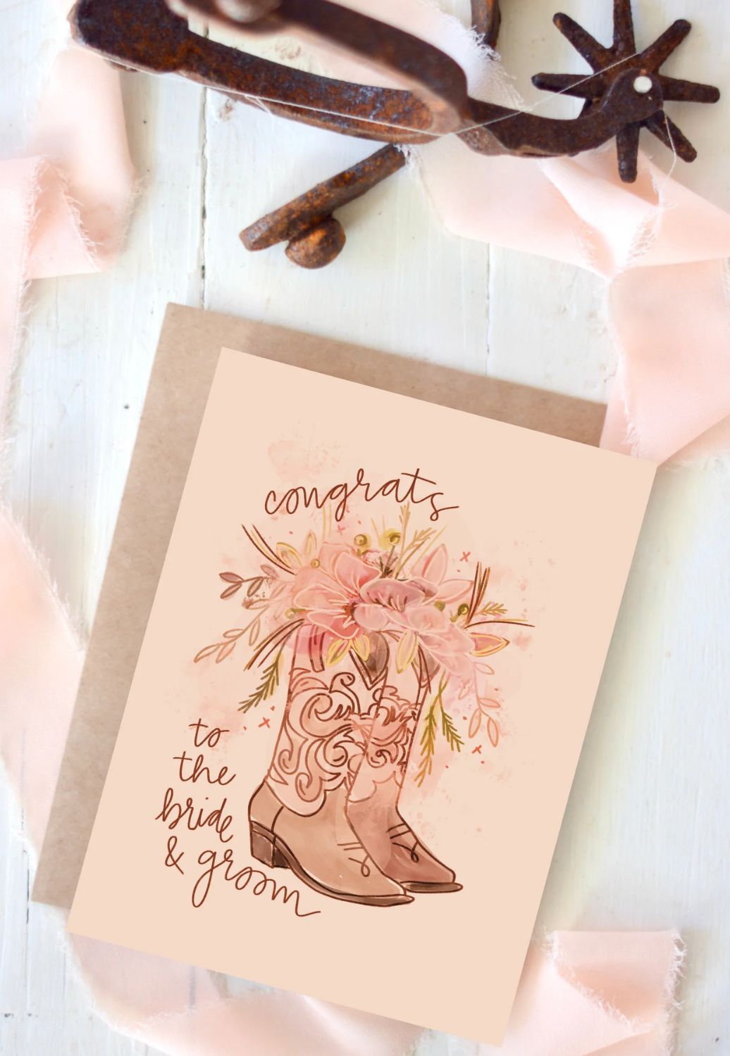Tirzah Congrats To the Bride and Groom Boots Western Wedding Card