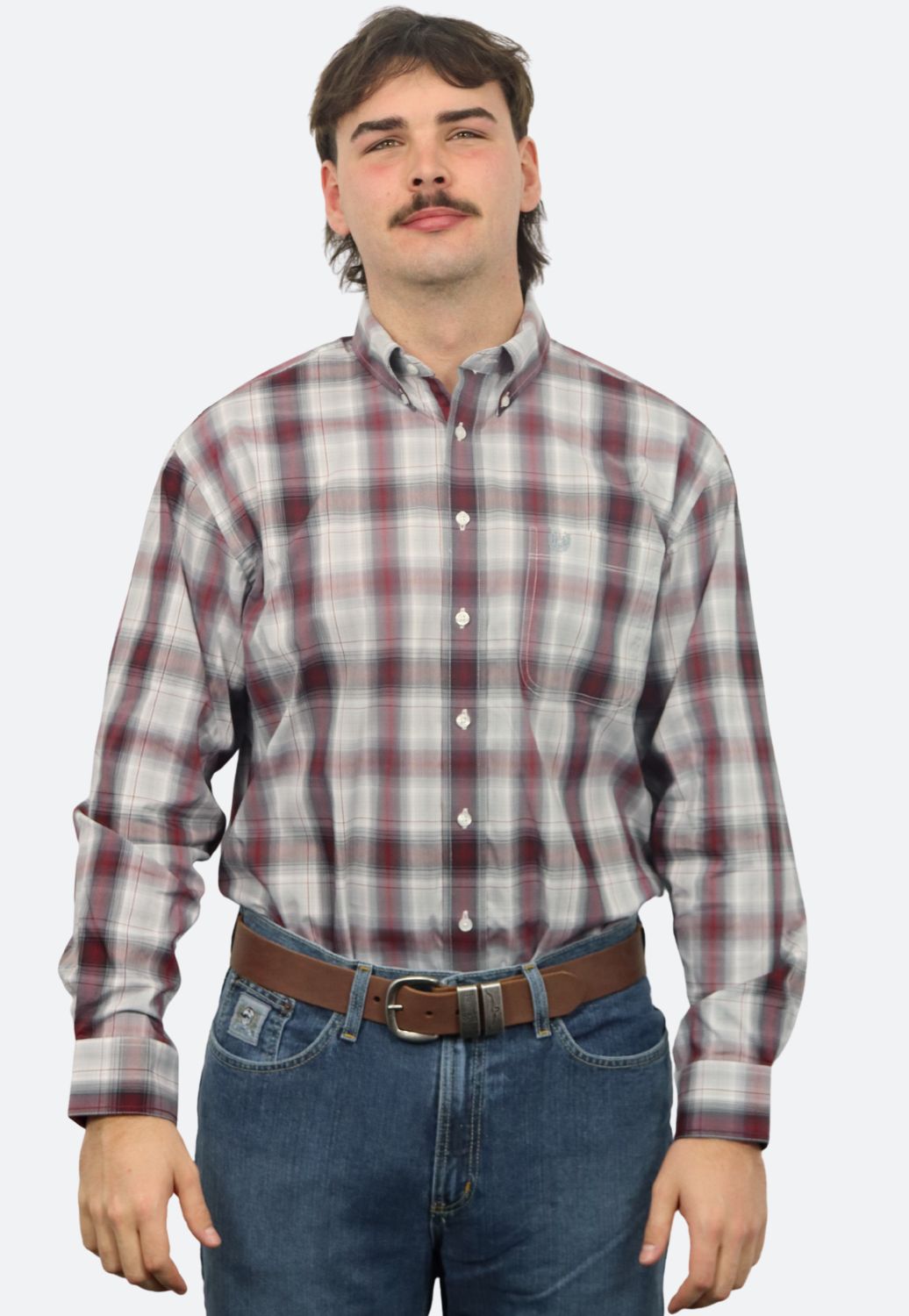 Rough Stock Mens Plaid Long Sleeve Shirt