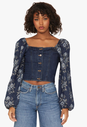 Wrangler Womens Americana Denim Long Sleeve Blouse