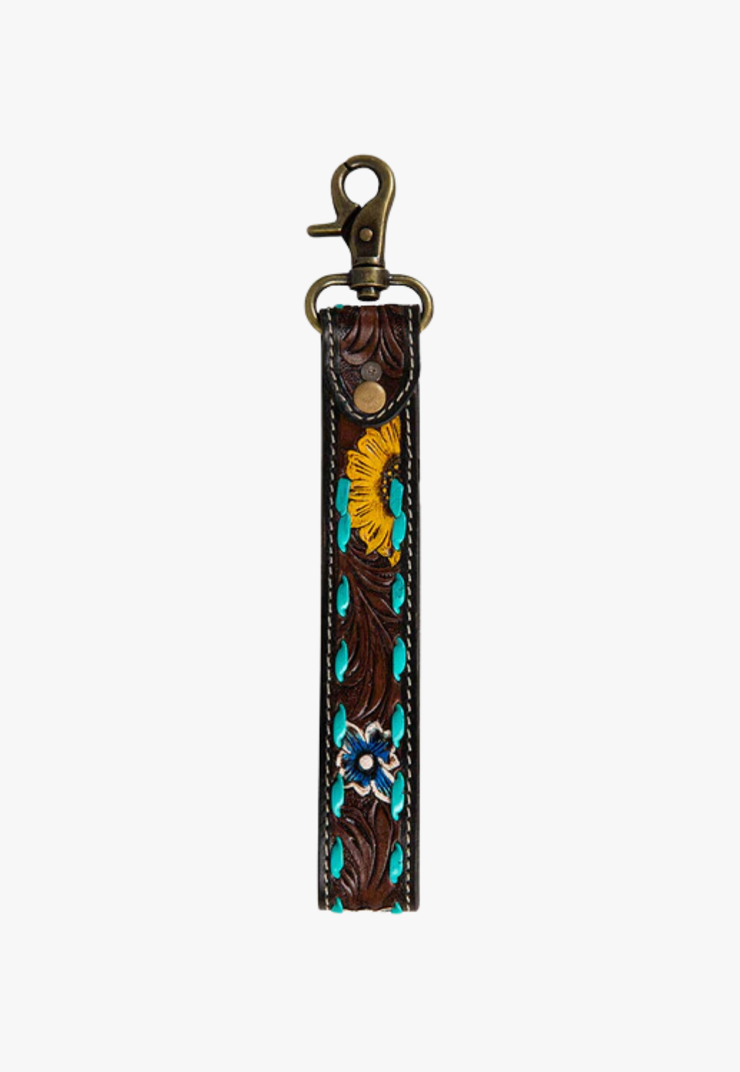Myra Sunflower Sunrise Hand-Tooled Key Fob