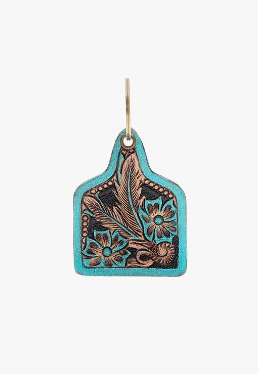 Myra Twilight First Bloom Hand-tooled Leather Key Fob