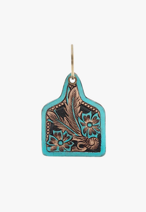 Myra Twilight First Bloom Hand-tooled Leather Key Fob
