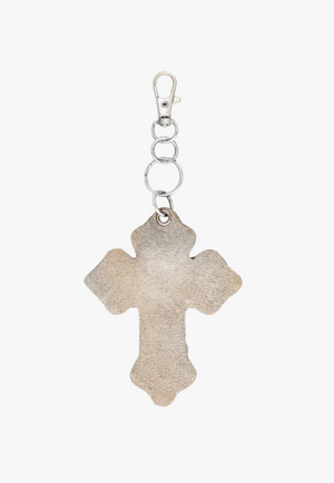 Myra Hair-On Hide Cross Key Fob In Brown