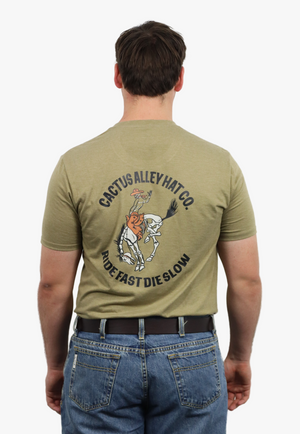 Cactus Alley Hat Co Mens Ride Fast Die Slow T-Shirt