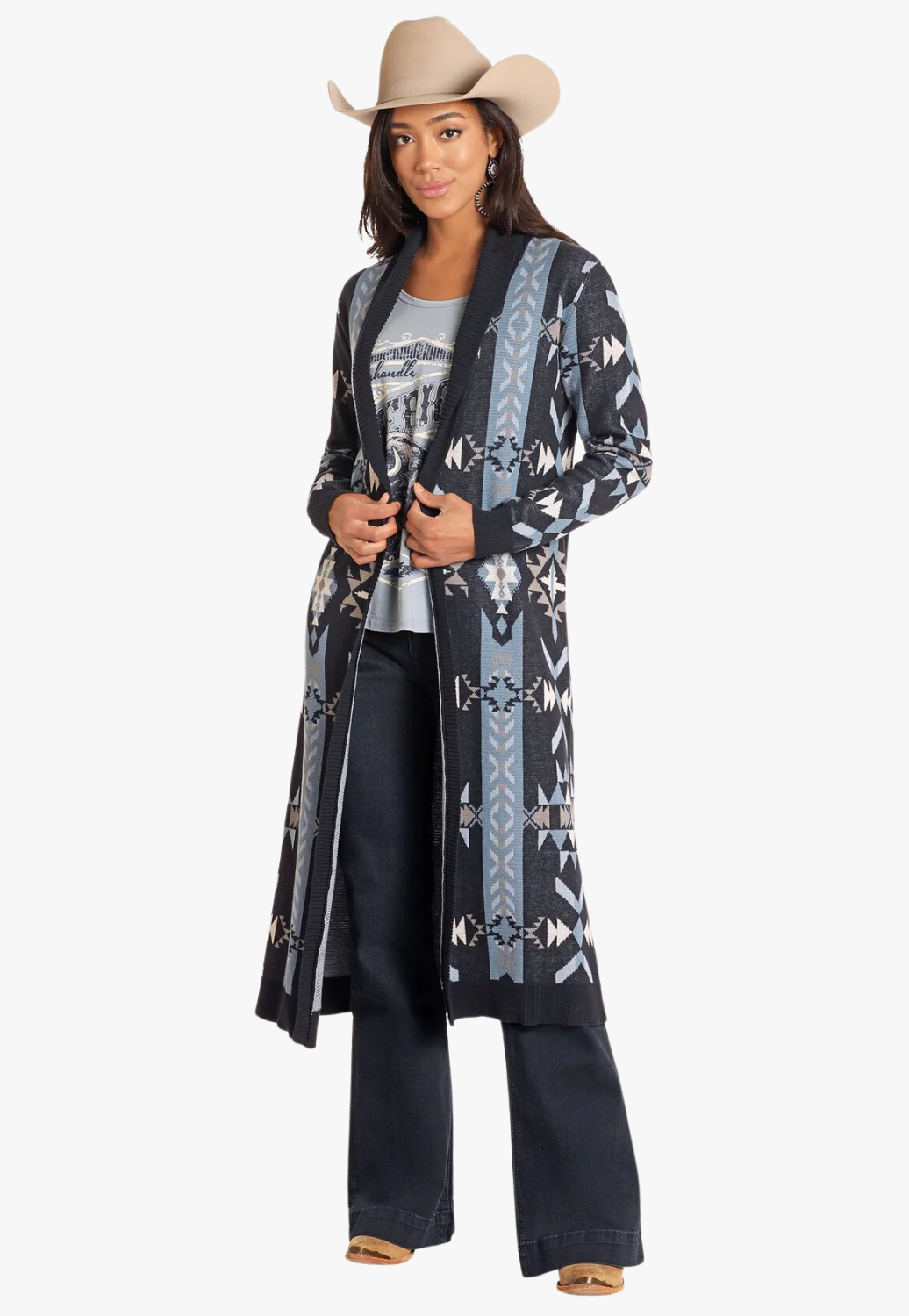 Rock and Roll Womens Open Front Duster Cardigan