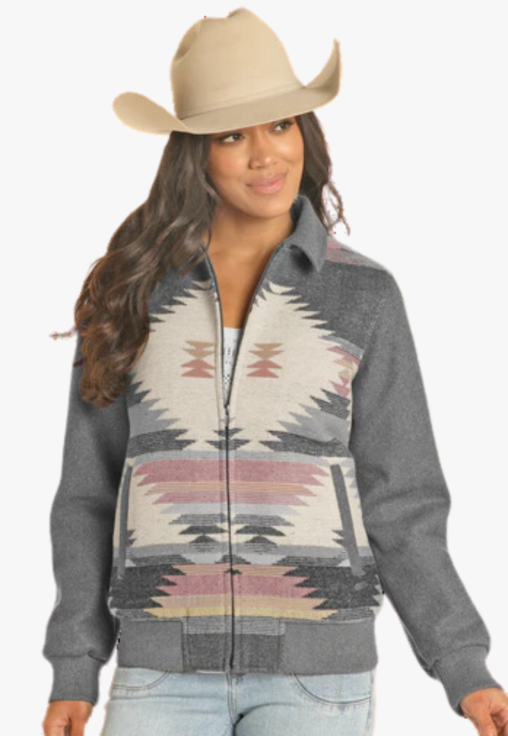 Rock and Roll Womens Aztec Wool Bomber Jacket