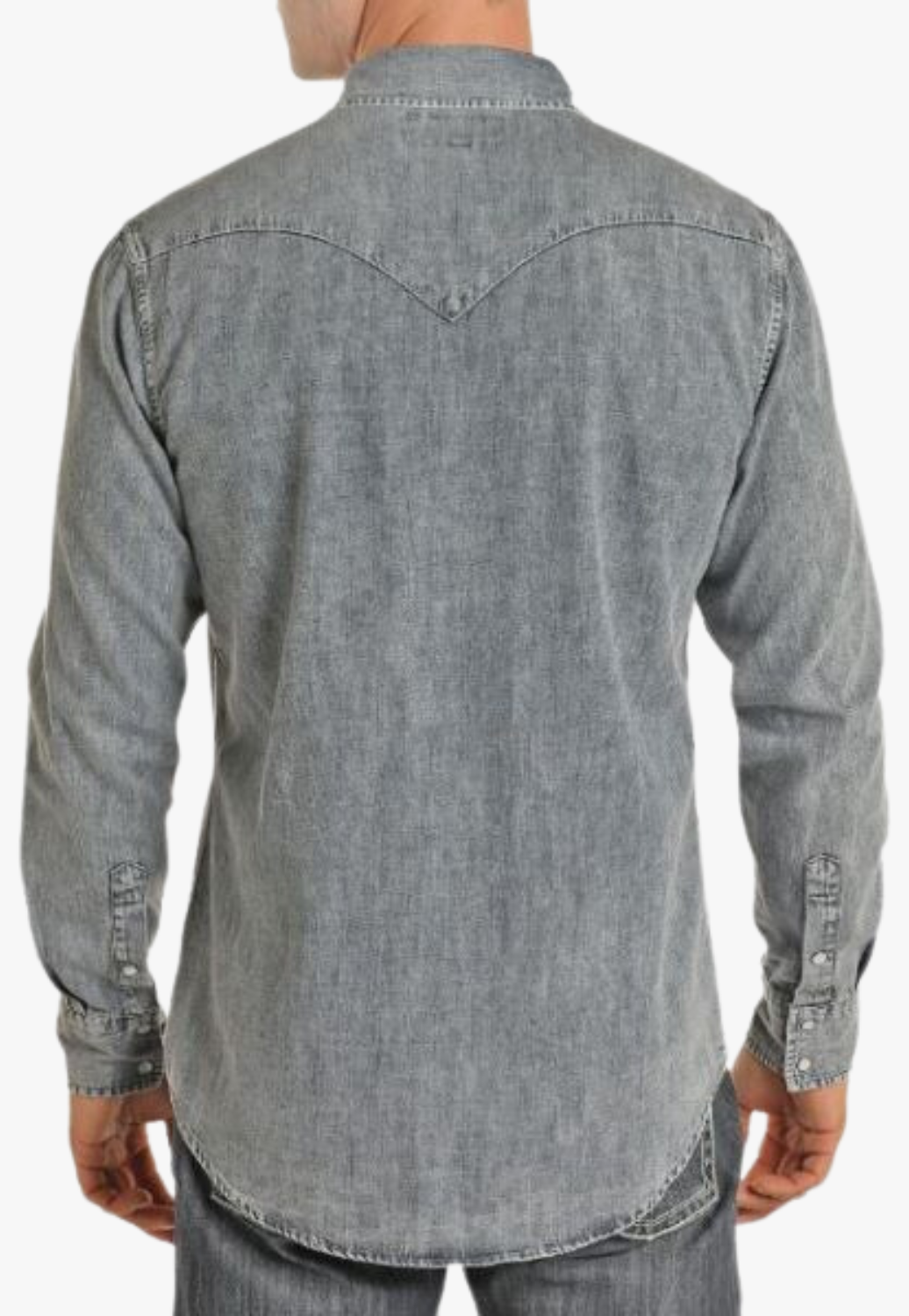 Rock and Roll Mens Light Denim Long Sleeve Shirt
