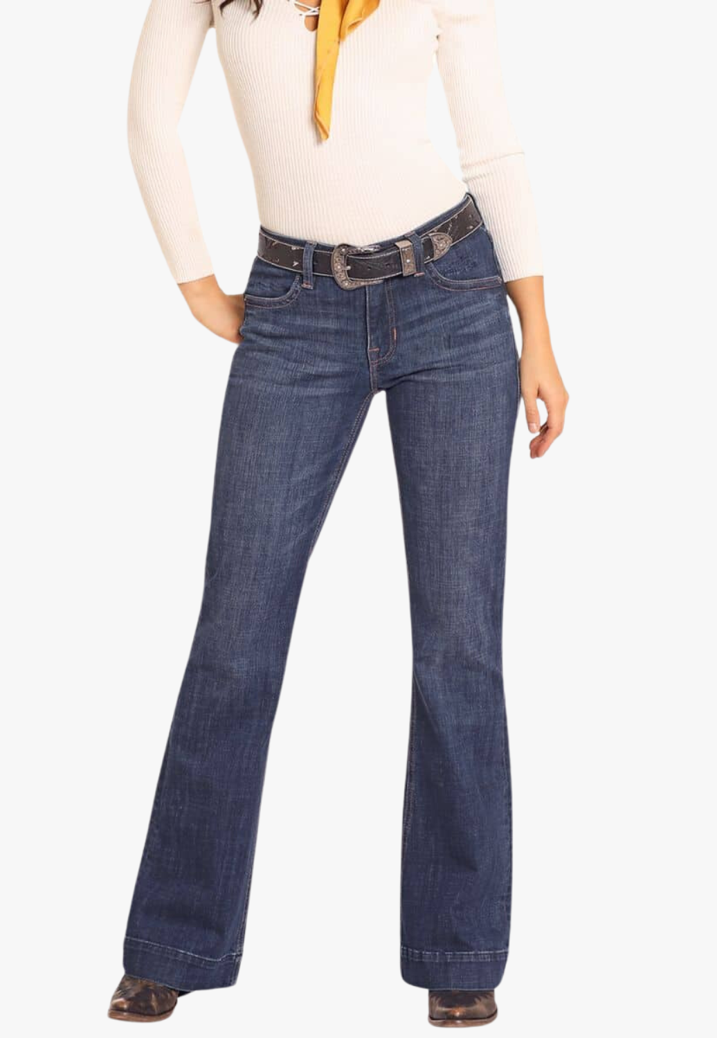 Rock and Roll Womens Diamond Loop Mid Rise Trouser Jean