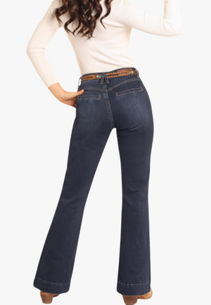 Rock and Roll Womens Welt Pocket High Rise Trouser Jean