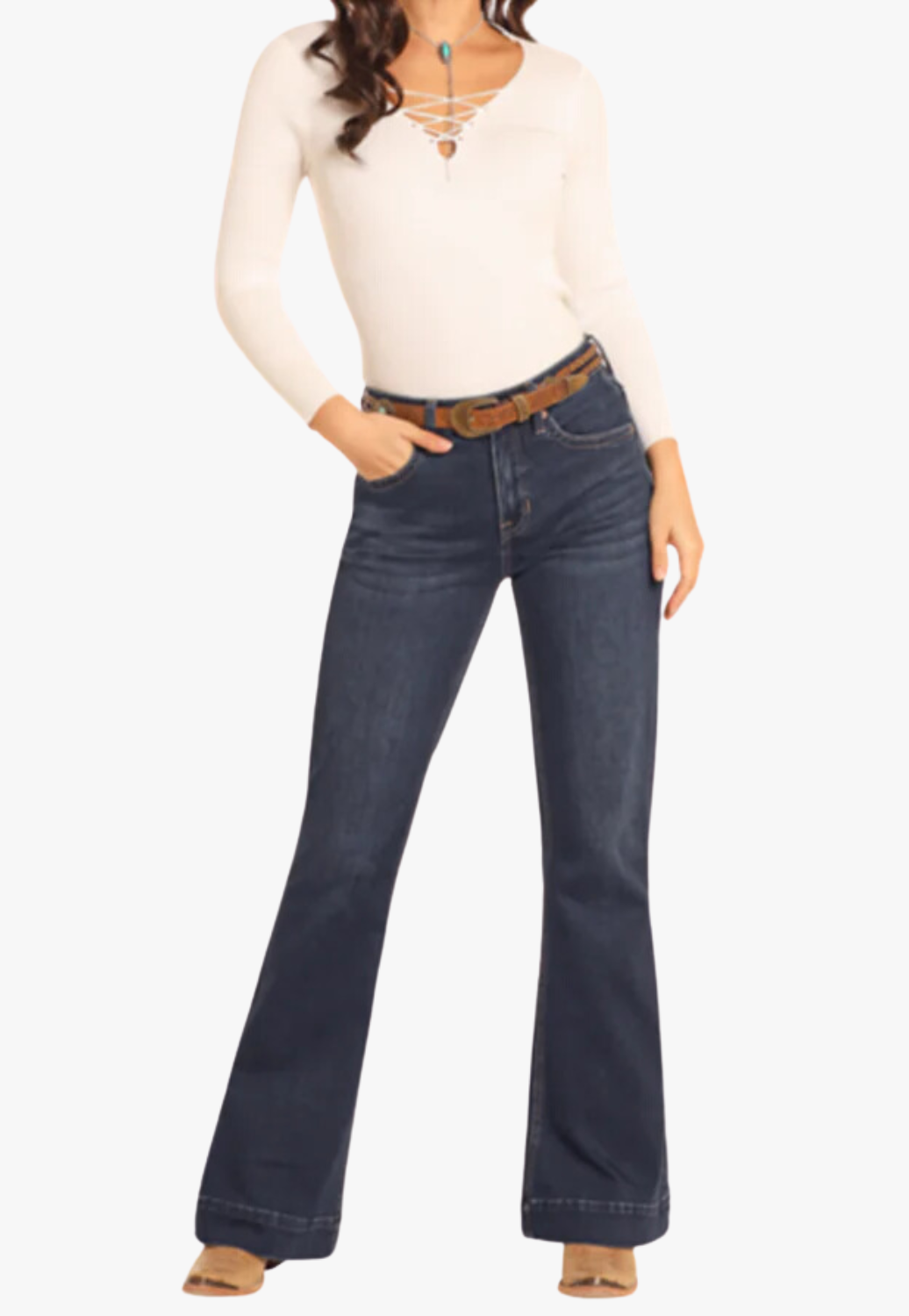 Rock and Roll Womens Welt Pocket High Rise Trouser Jean