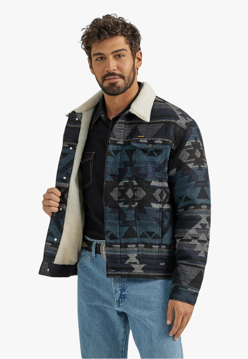 Wrangler Mens Sherpa Lined Jacquard Jacket