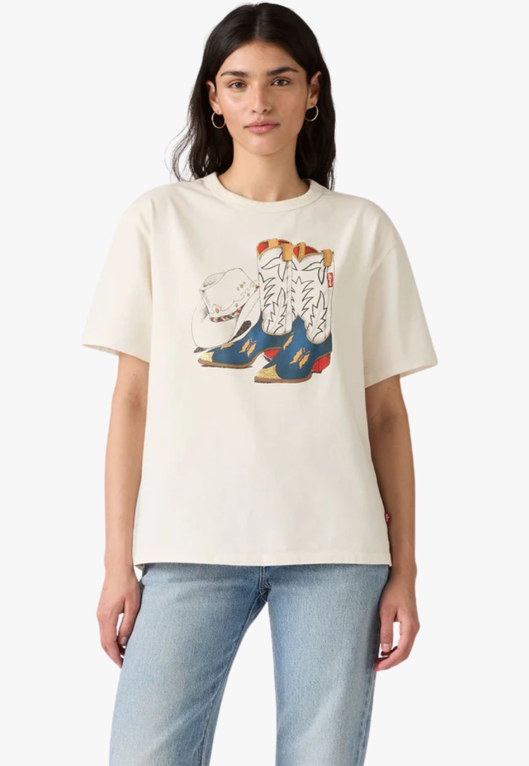 Levis Womens Graphic Cowboy Boot and Hat T-Shirt