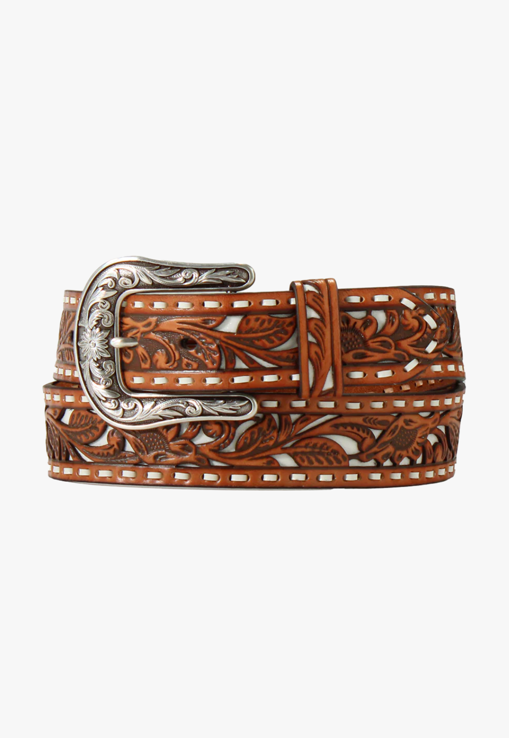 Nocona Womens Filigree Glitter Underlay Floral Belt