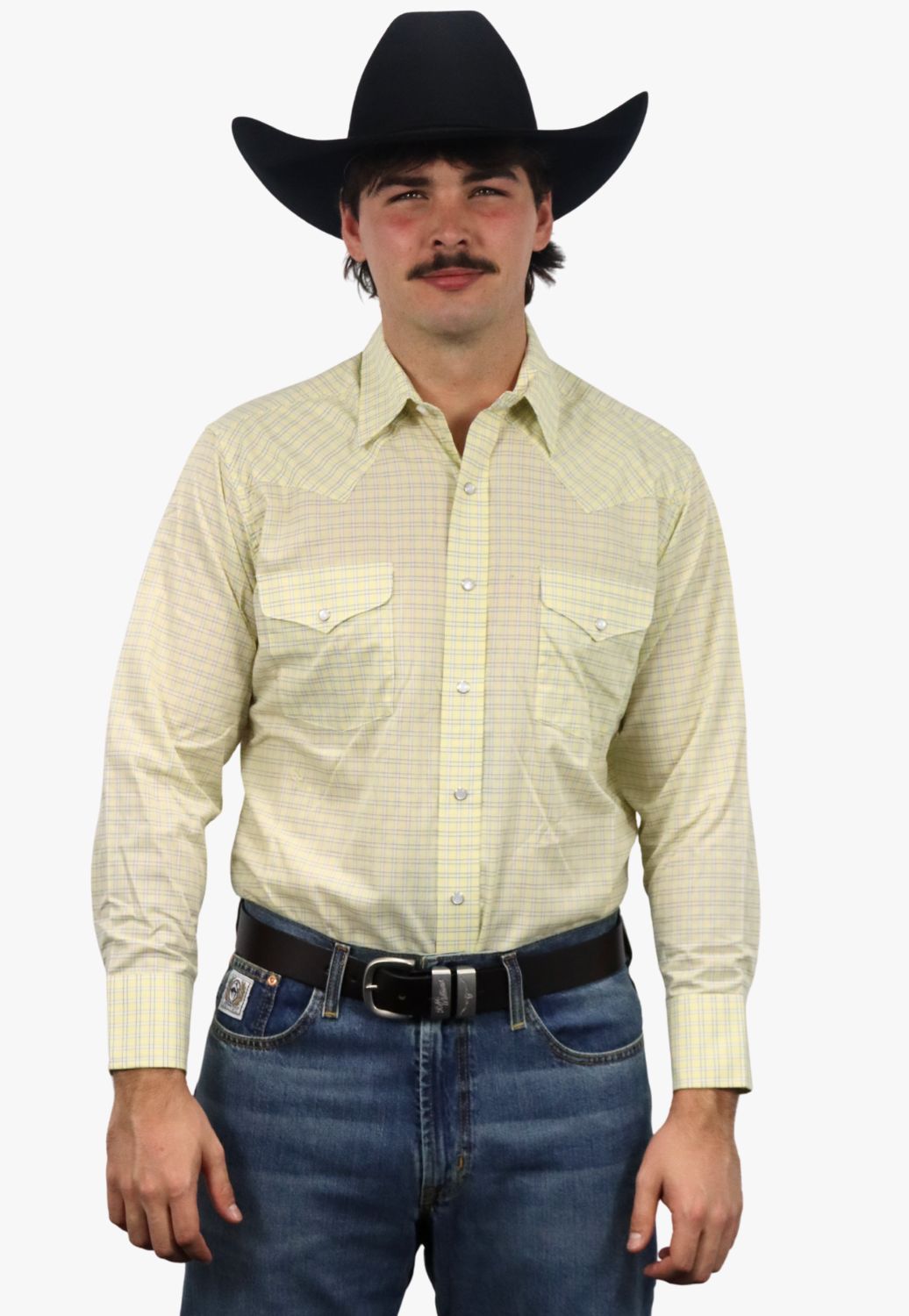 Panhandle Mens Checked Long Sleeve Shirt