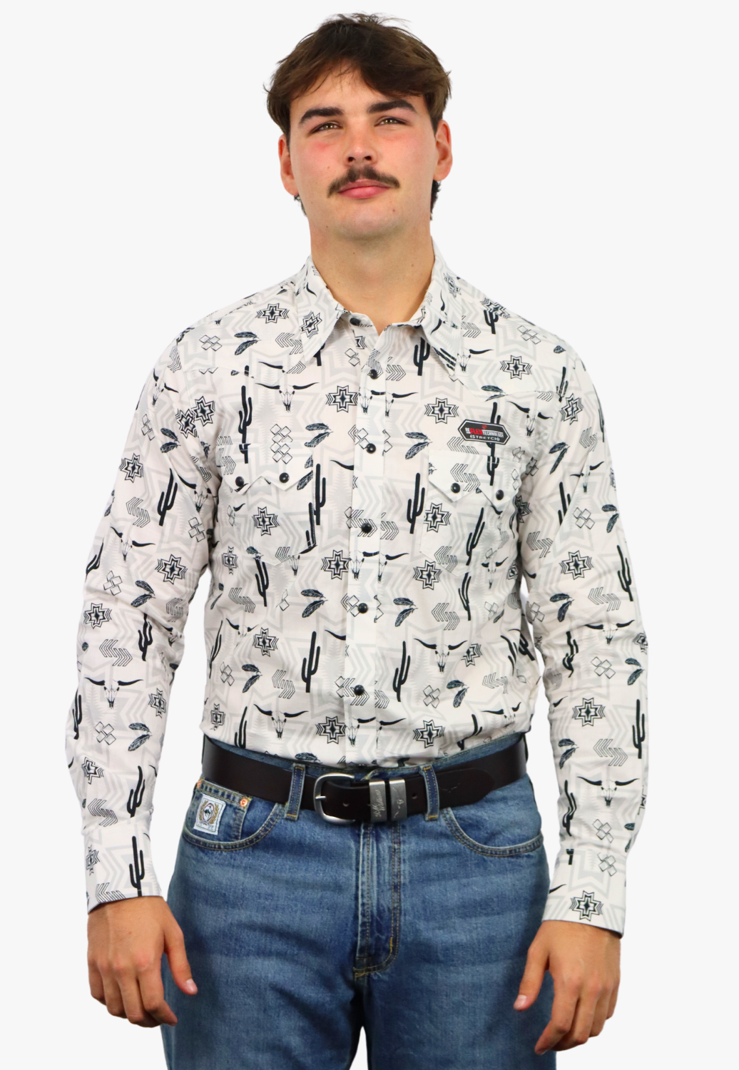 Rock & Roll Mens Aztec Poplin Long Sleeve Shirt