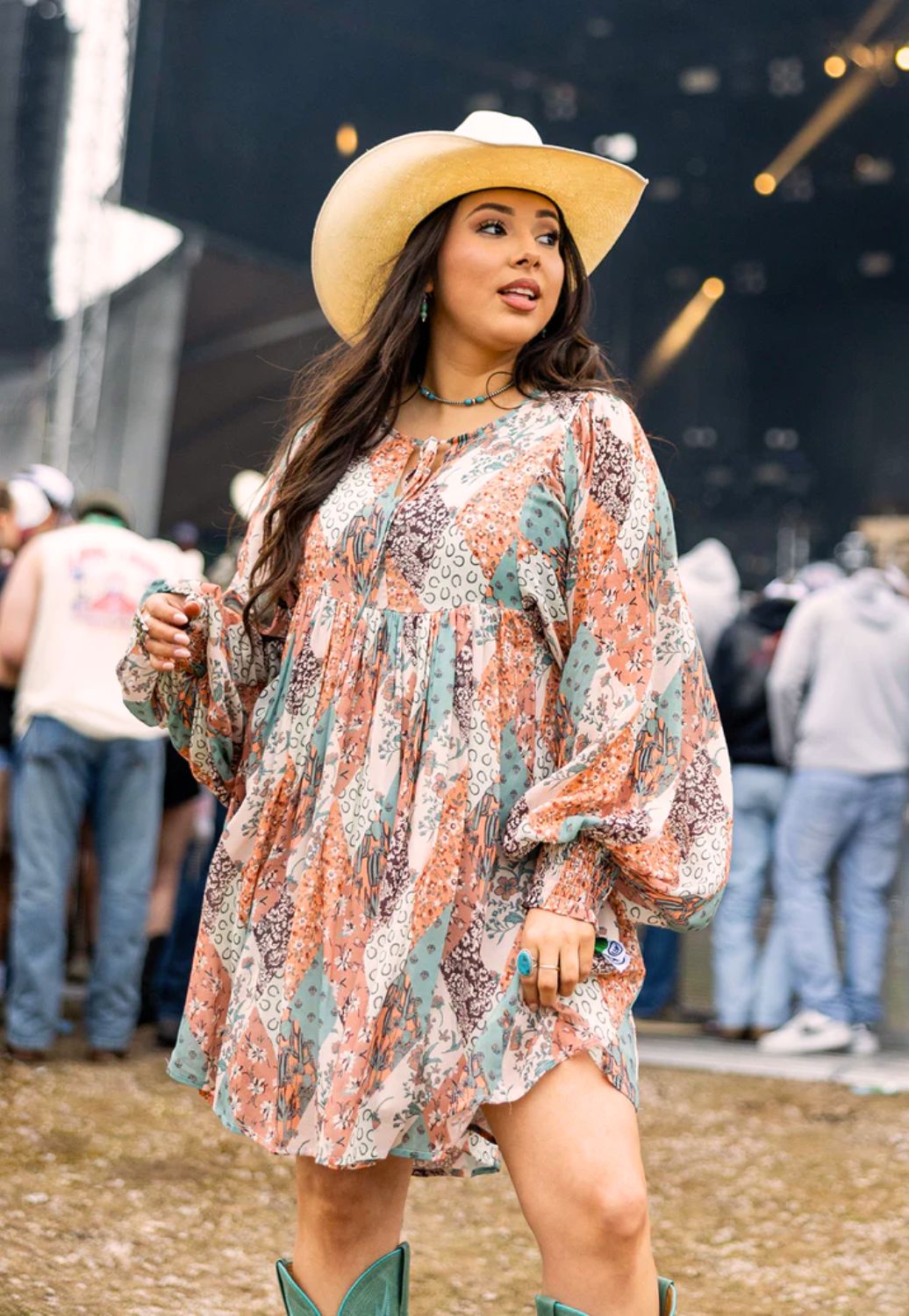 Rock and Roll Womens Patchwork Print Mini Dress