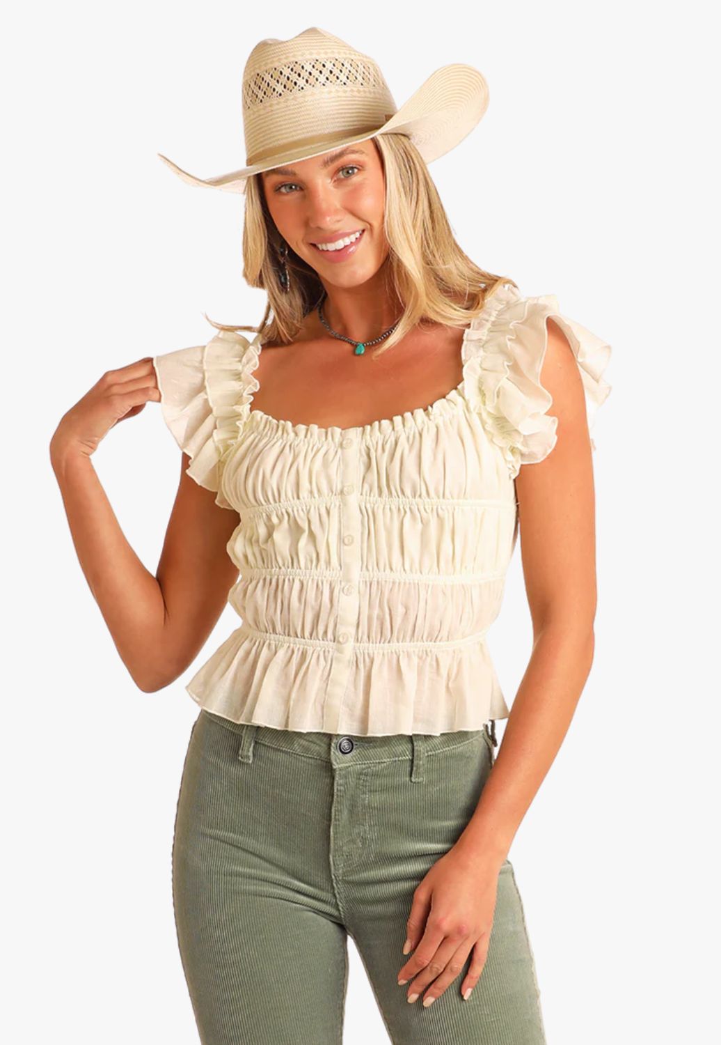 Rock and Roll Womens Ruched Crop Top