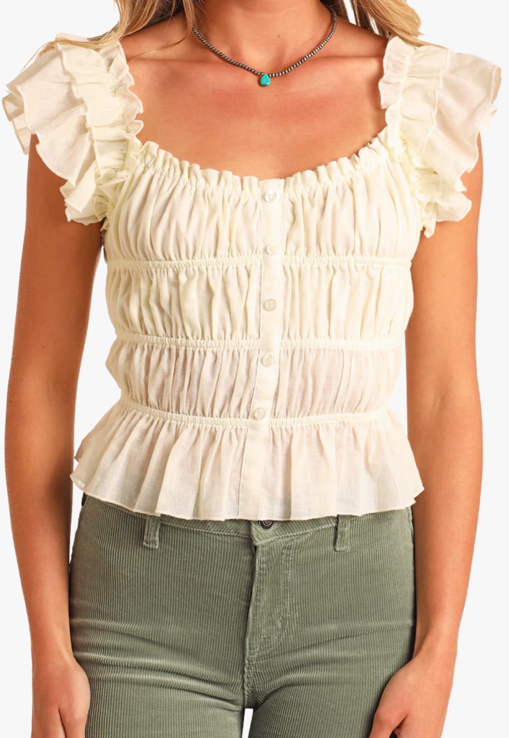 Rock and Roll Womens Ruched Crop Top