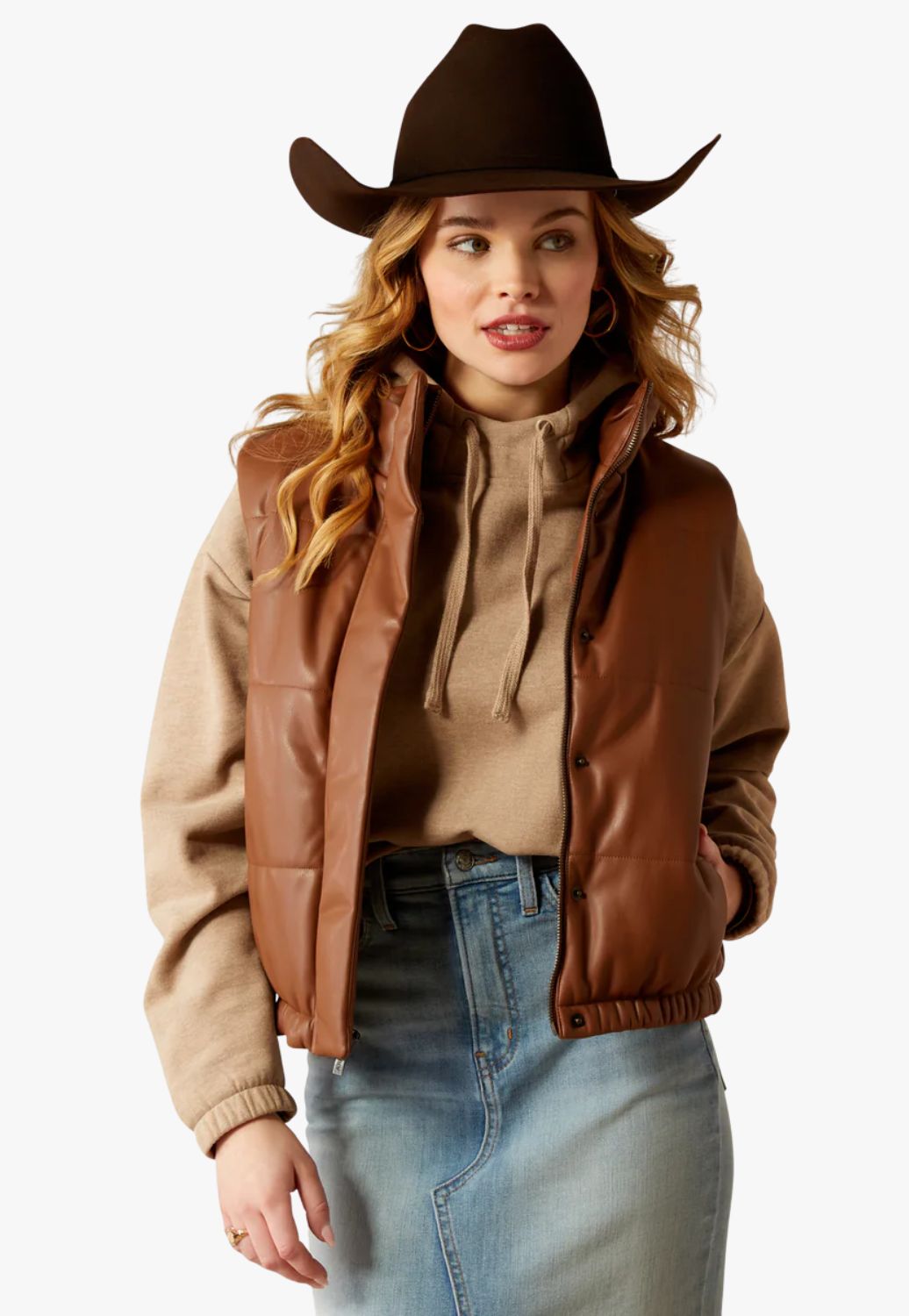 Ariat Womens Swirls Faux Leather Vest