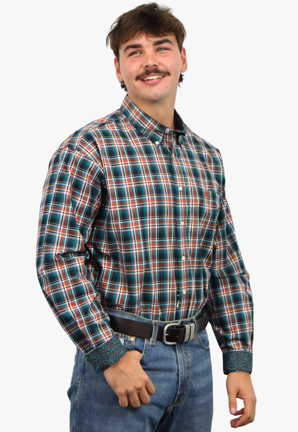 Cinch Mens Plaid Button Down Long Sleeve Shirt