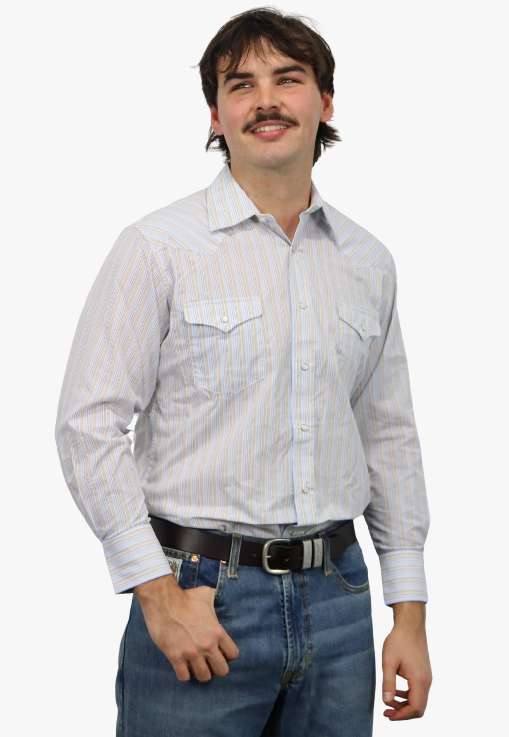 Panhandle Mens Stripe Long Sleeve Shirt