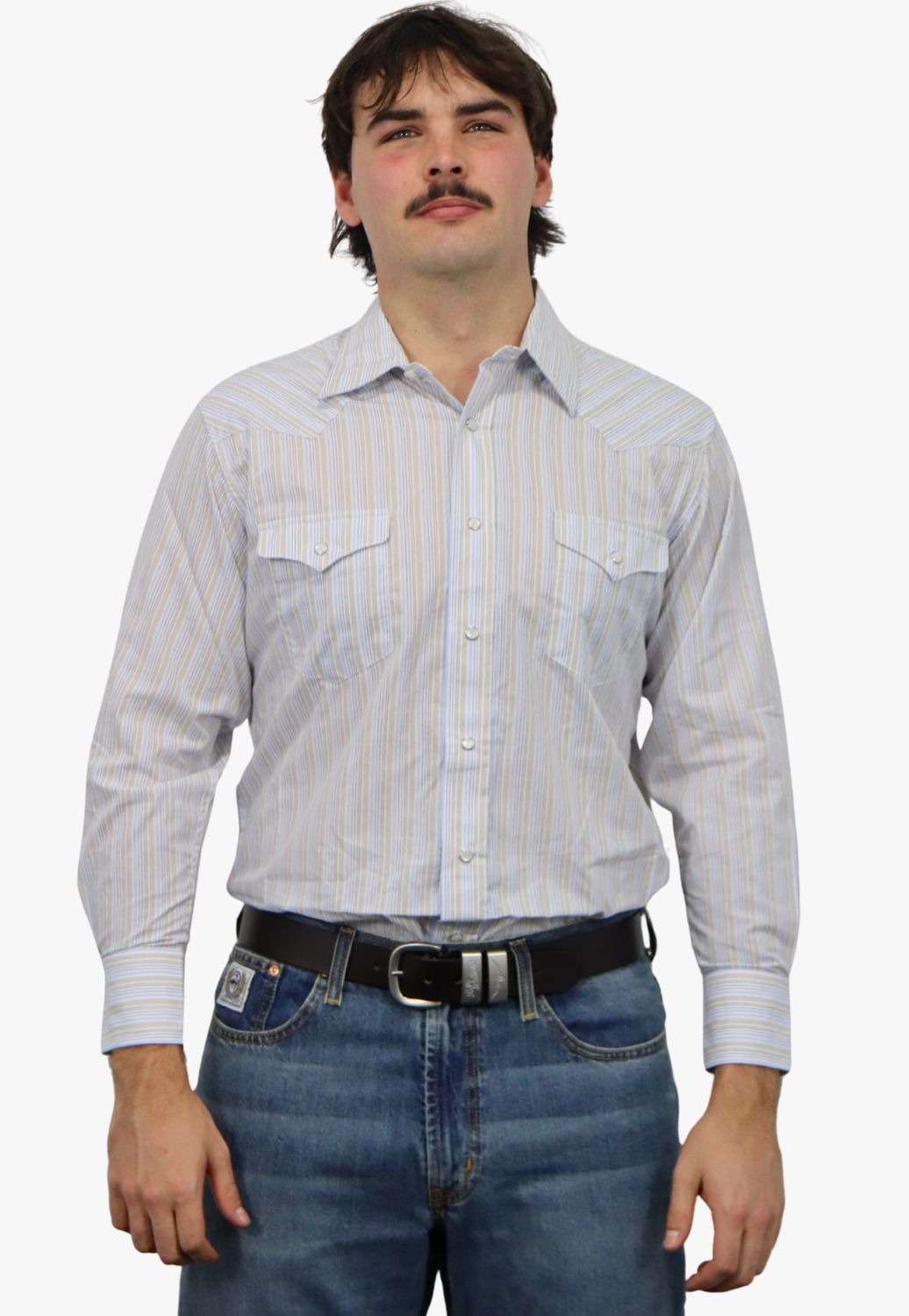 Panhandle Mens Stripe Long Sleeve Shirt