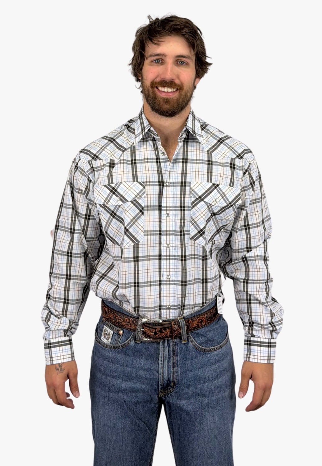 Bisley Mens Long Sleeve Western Snap Shirt