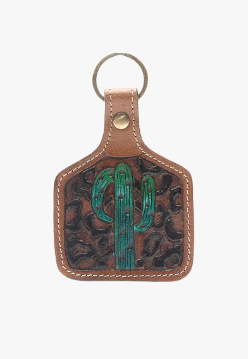 Myra Saguaro Mist Hand-Tooled Leather Key Fob