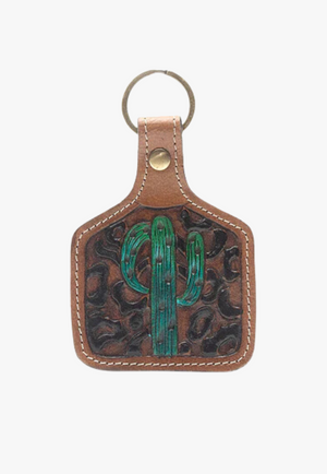 Myra Saguaro Mist Hand-Tooled Leather Key Fob