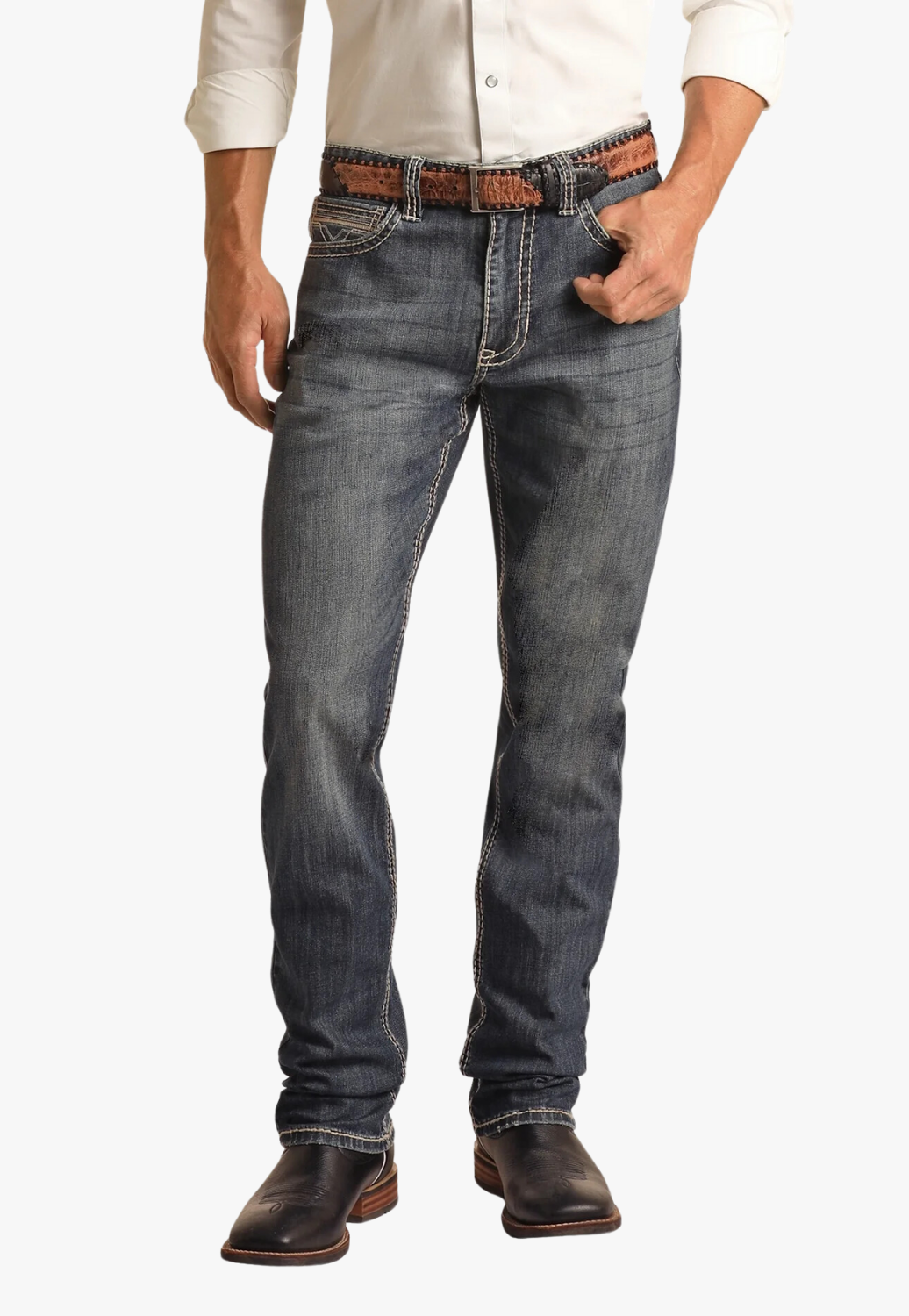 Rock & Roll Mens Double Barrel Relaxed Fit Stackable Bootcut Jean