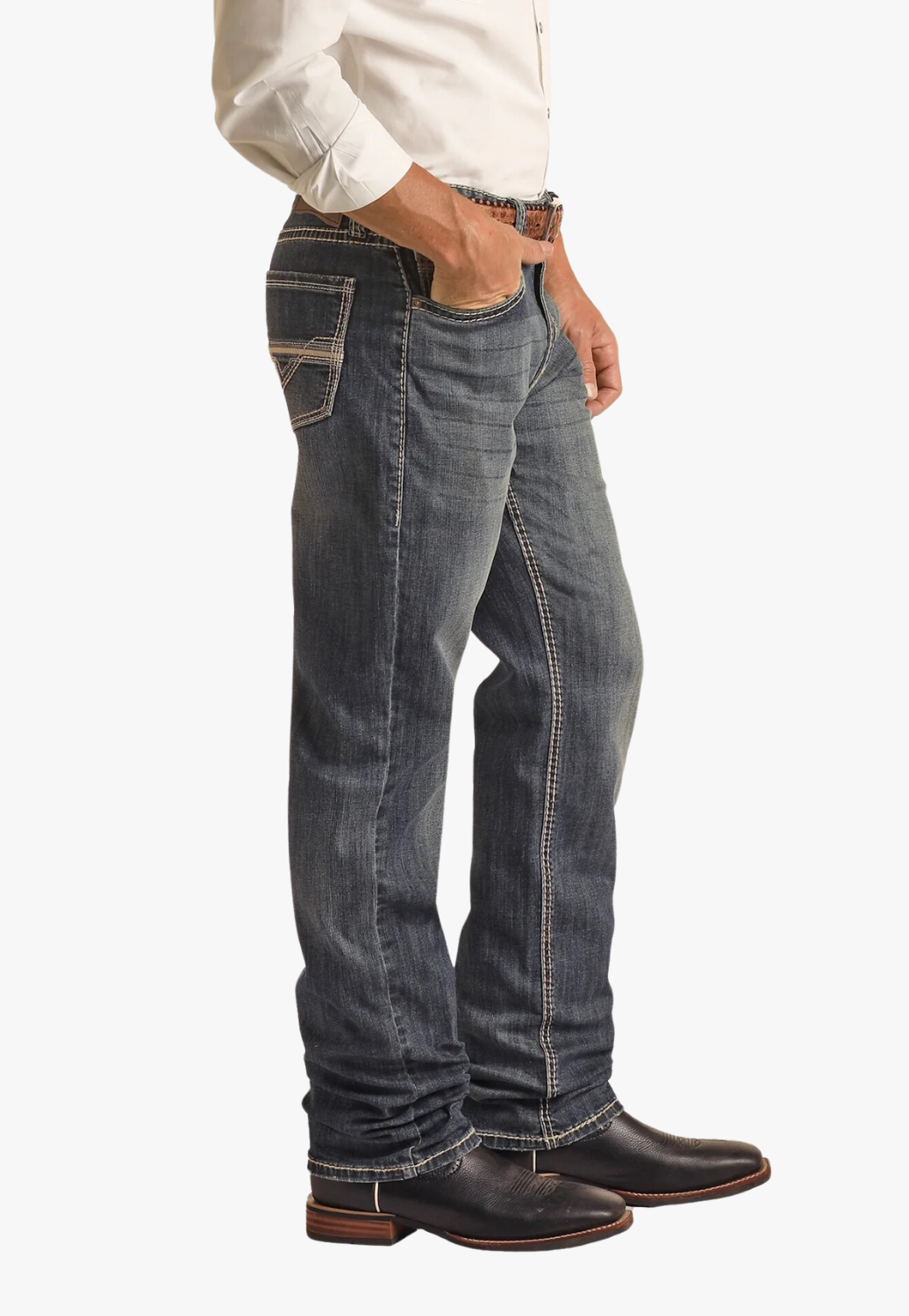 Rock & Roll Mens Double Barrel Relaxed Fit Stackable Bootcut Jean