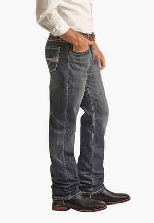 Rock & Roll Mens Double Barrel Relaxed Fit Stackable Bootcut Jean