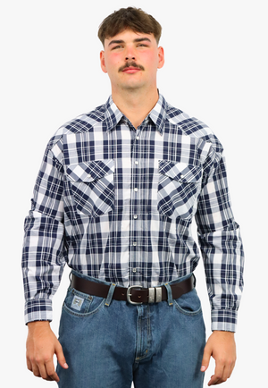 Bisley Mens Western Long Sleeve Checked Shirt