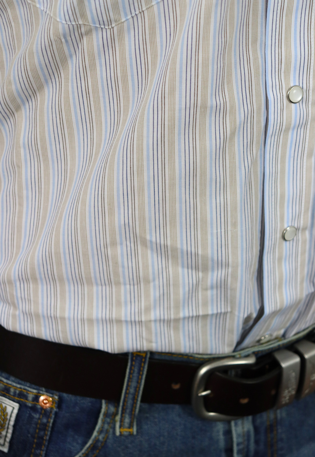 Panhandle Mens Stripe Long Sleeve Shirt