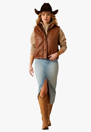 Ariat Womens Swirls Faux Leather Vest