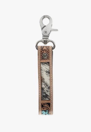 Myra Oregon Way Hand-Tooled Leather Key Fob